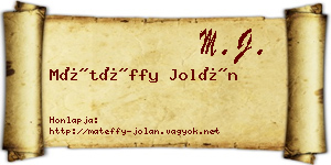 Mátéffy Jolán névjegykártya